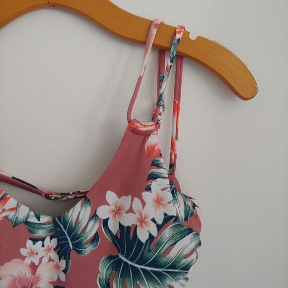 Tori Praver Seafoam Lace Up Sides Floral Monokini Size M - Picture 3 of 7